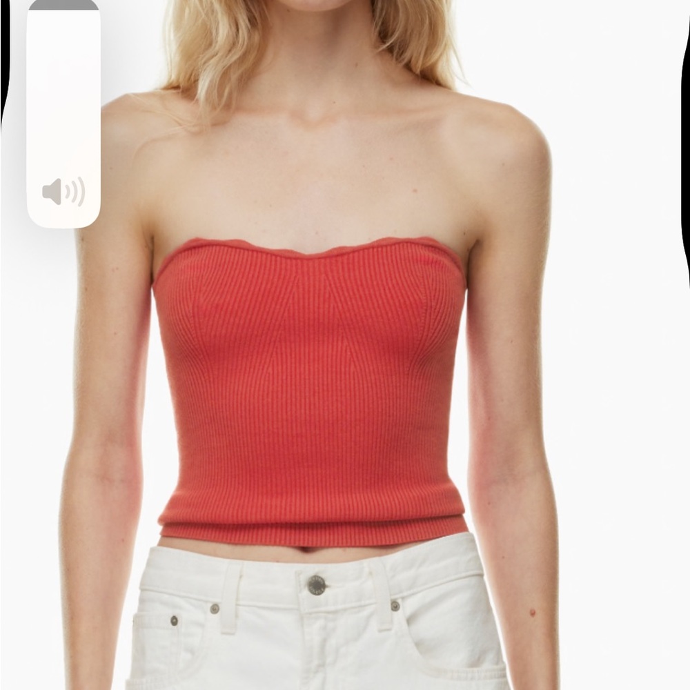 Wilfred Coral Ribbed Strapless Tube Top